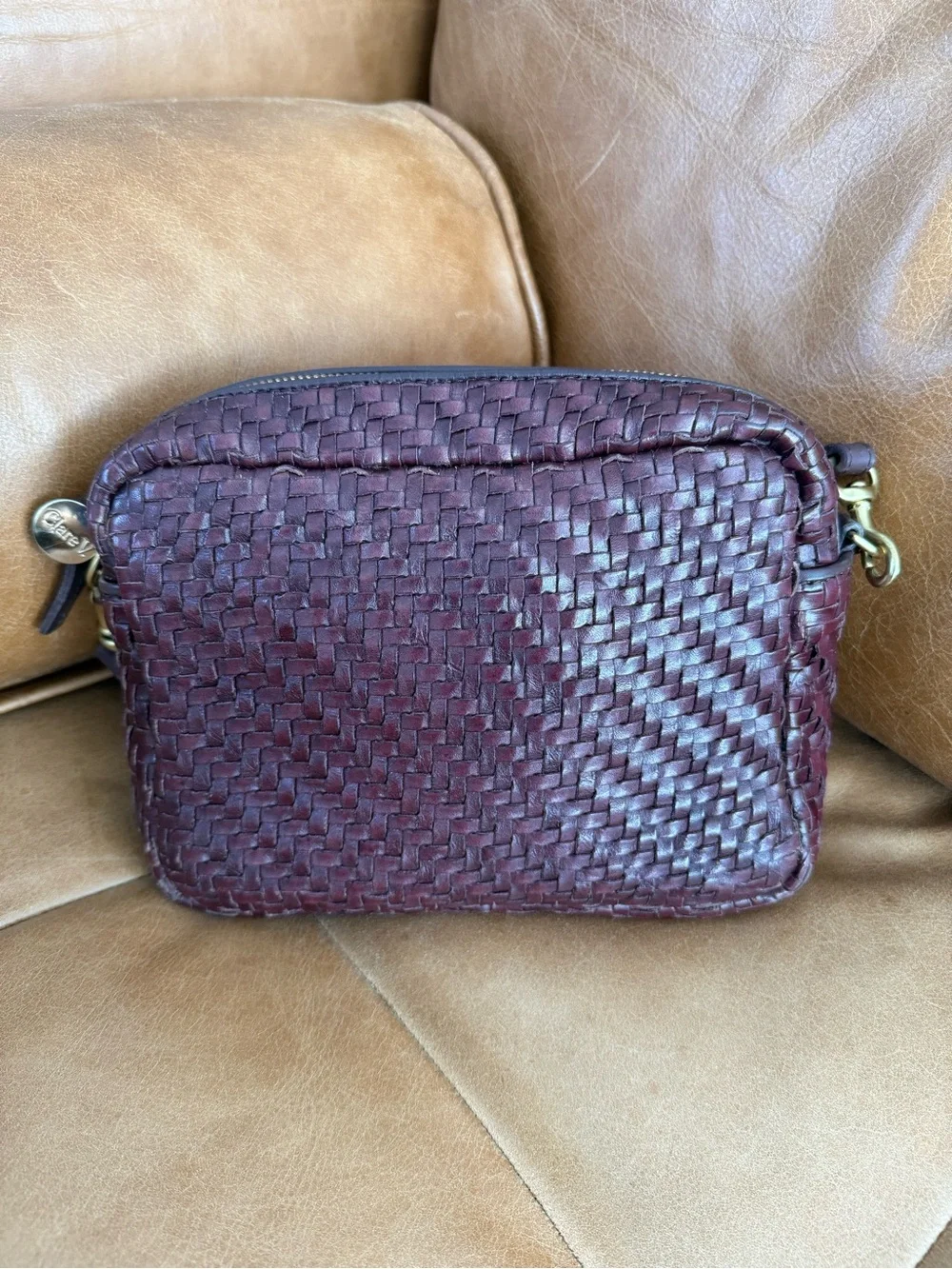Clare V Midi Sac Woven Leather Crossbody Bag
